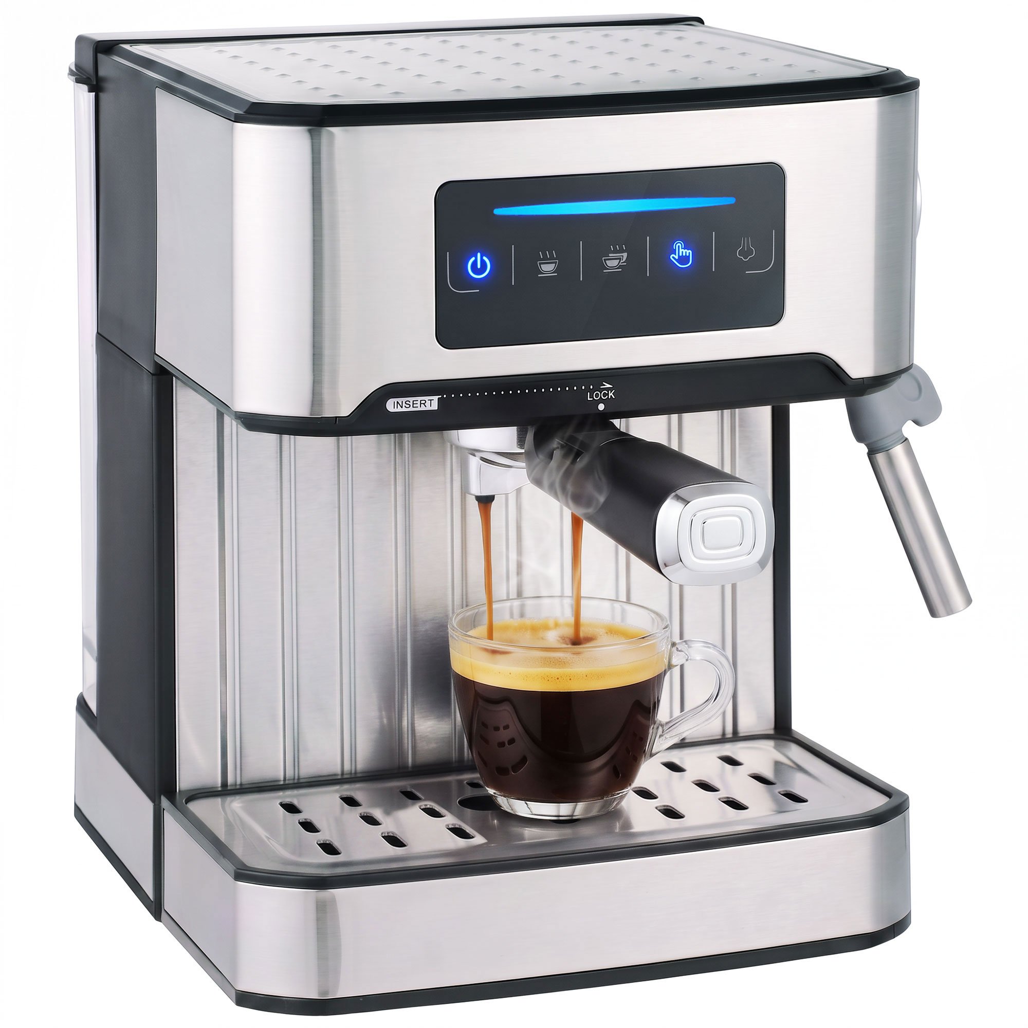 HOMCOM Espresso Machine with LED Touch and Hot Water