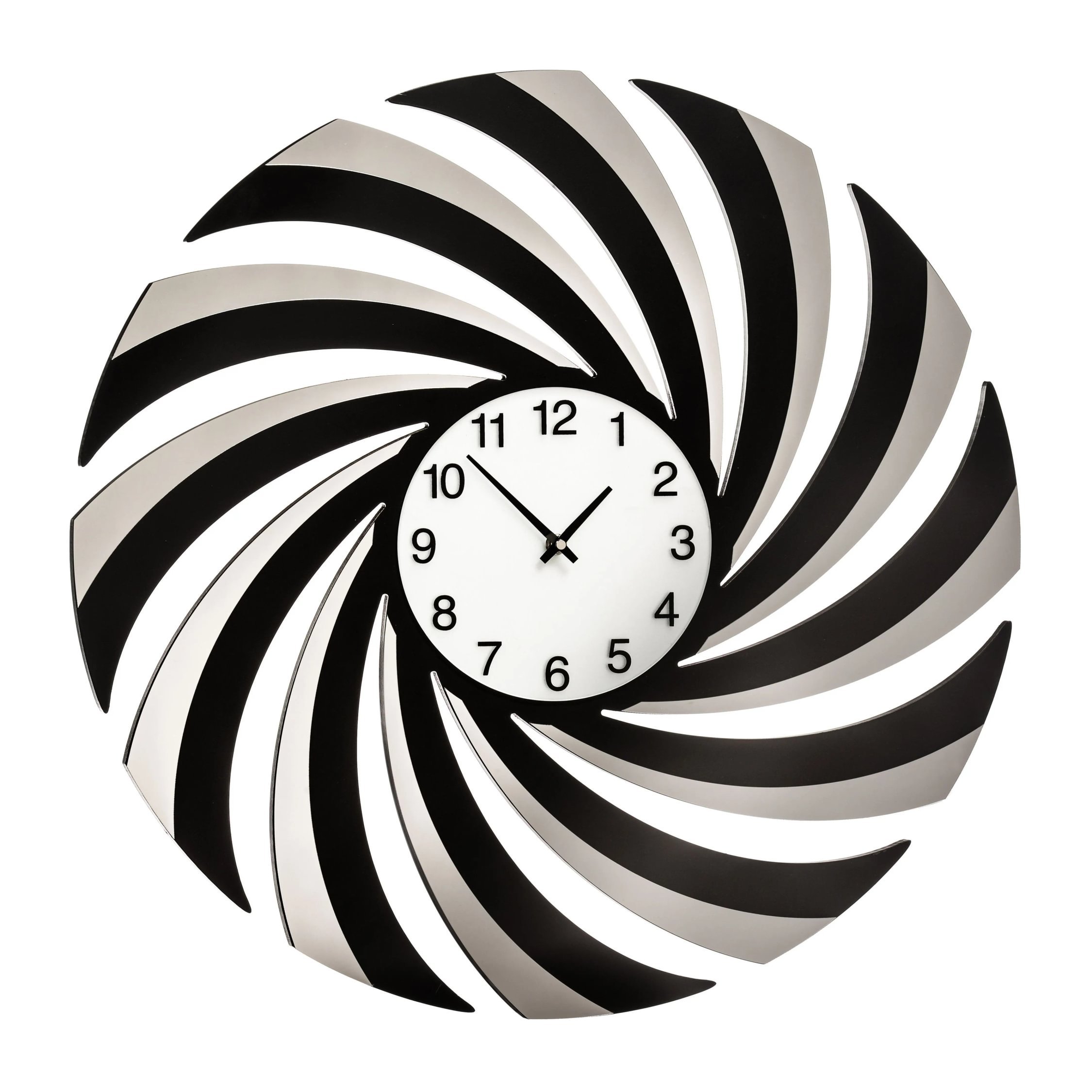 Orsina Vole 60cm Dia Mirrored Wall Clock - Black