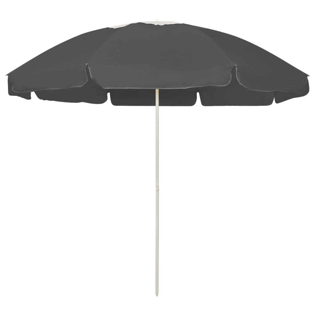 Walplus Polyester Beach Parasol - Anthracite - 240 cm