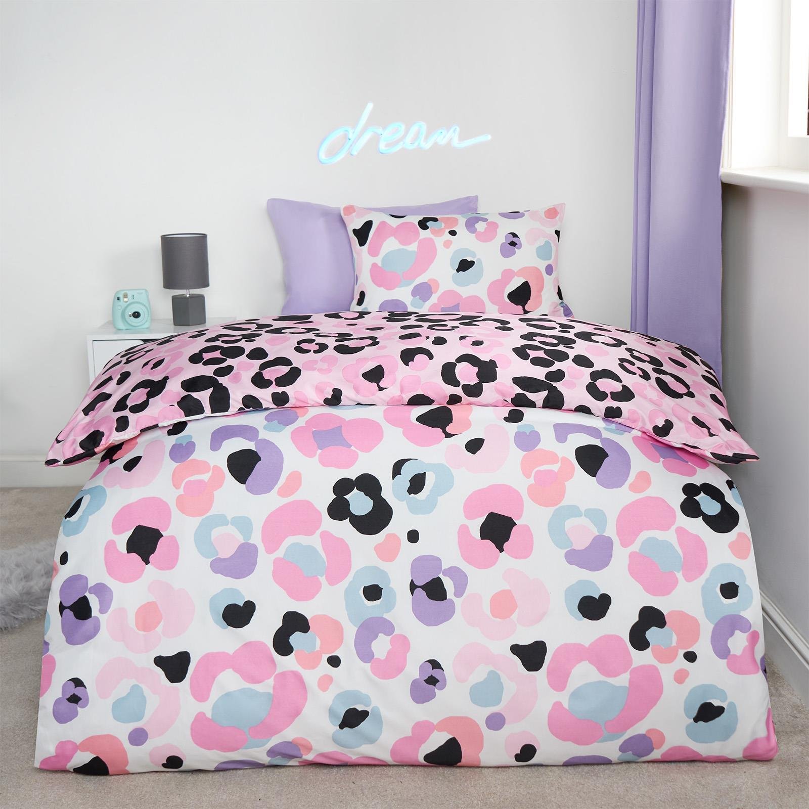 OHS Leopard Reversible Duvet Cover Sets Bedding Pink - Single
