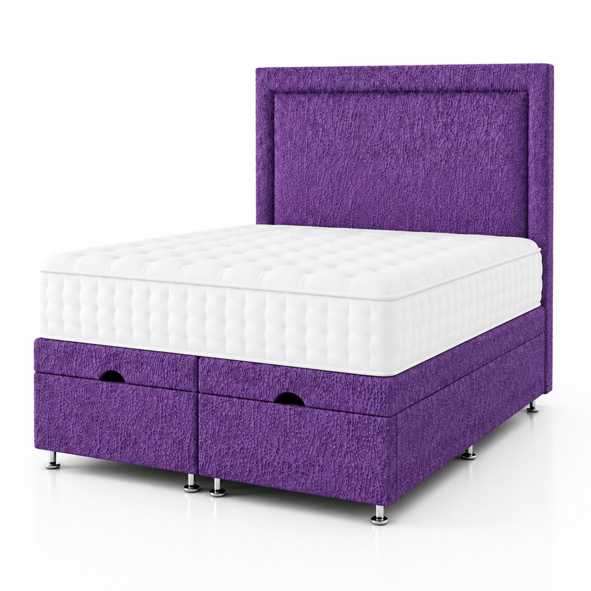 Comfy Deluxe Milan 6ft Super King  Ottoman End Lift  Bed Set - Purple