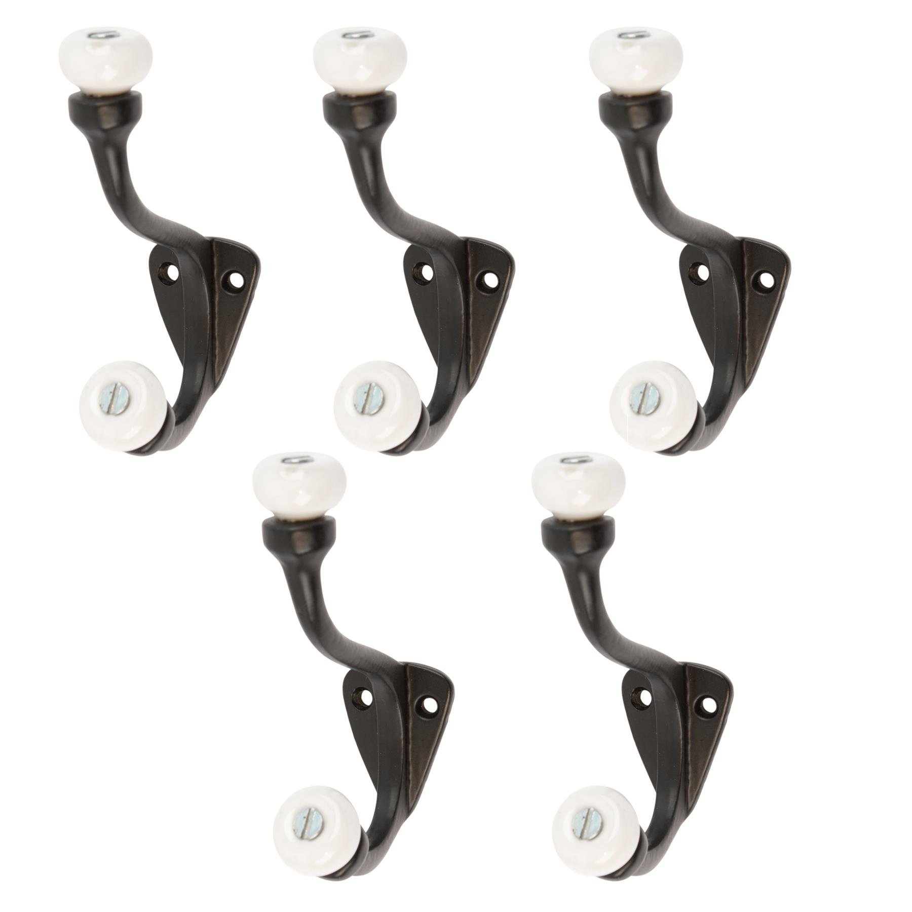 Hammer & Tongs White Ceramic Ball Hat & Coat Hook - Pack of 5