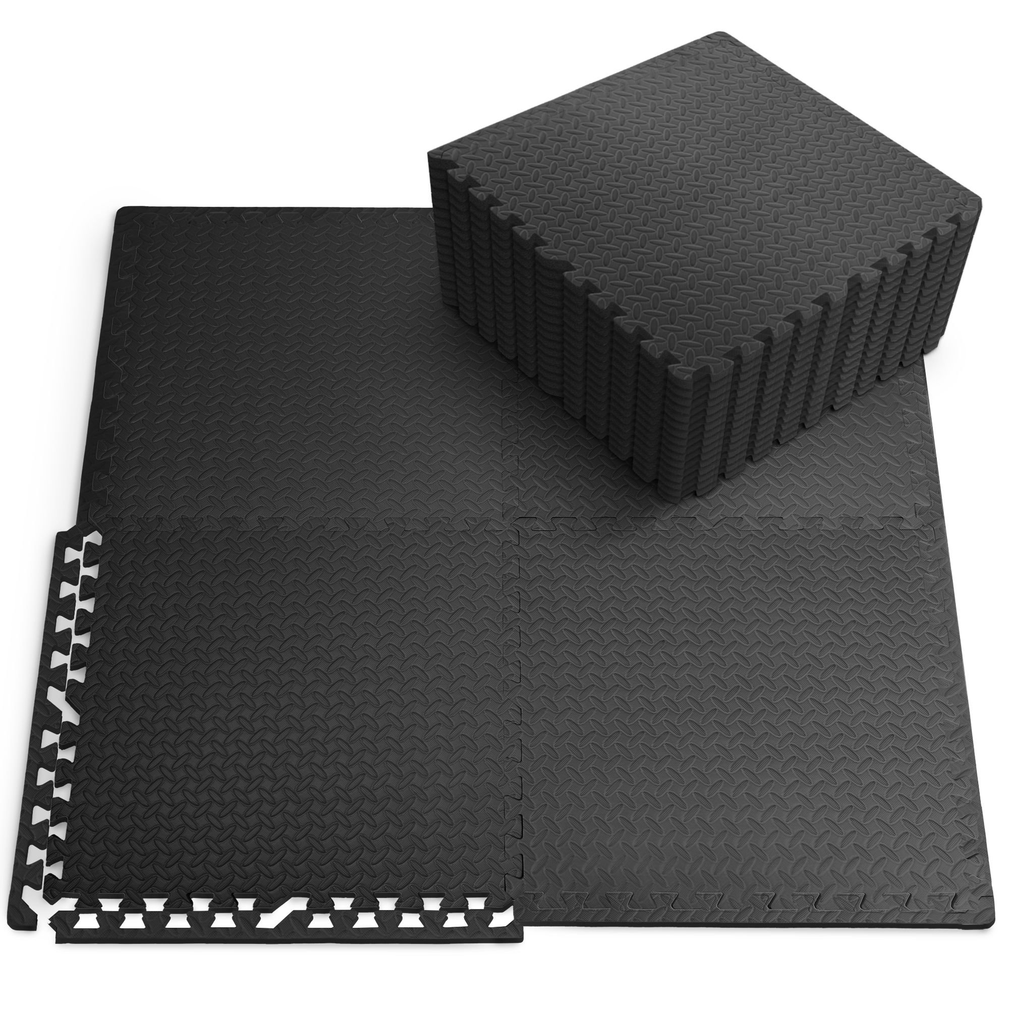 Kayman Black Interlocking EVA Foam Gym Floor Mats - 60 x 60cm - Pack of 28