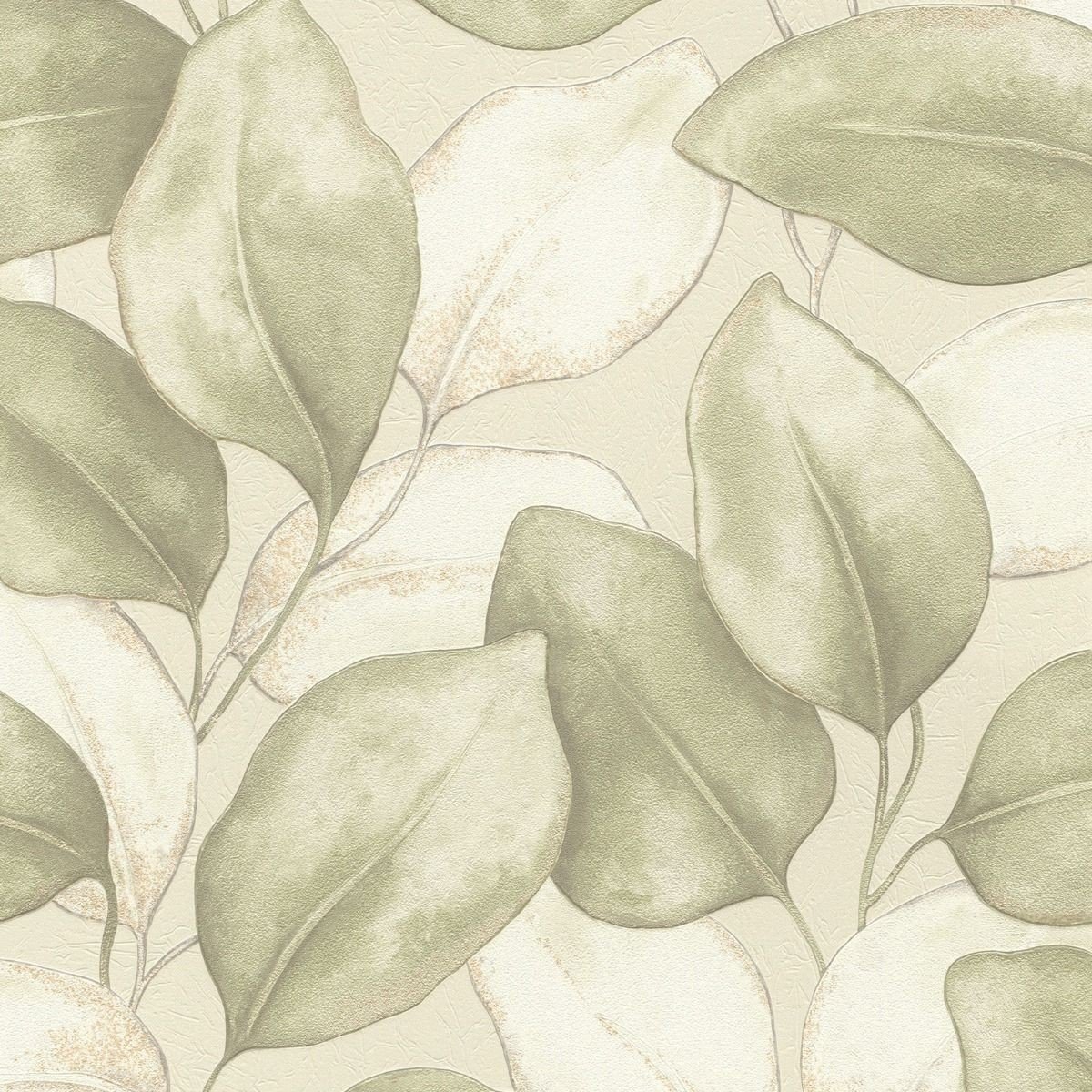 Rasch Opulenza Leaf Vinyl Wallpaper - Sage Green
