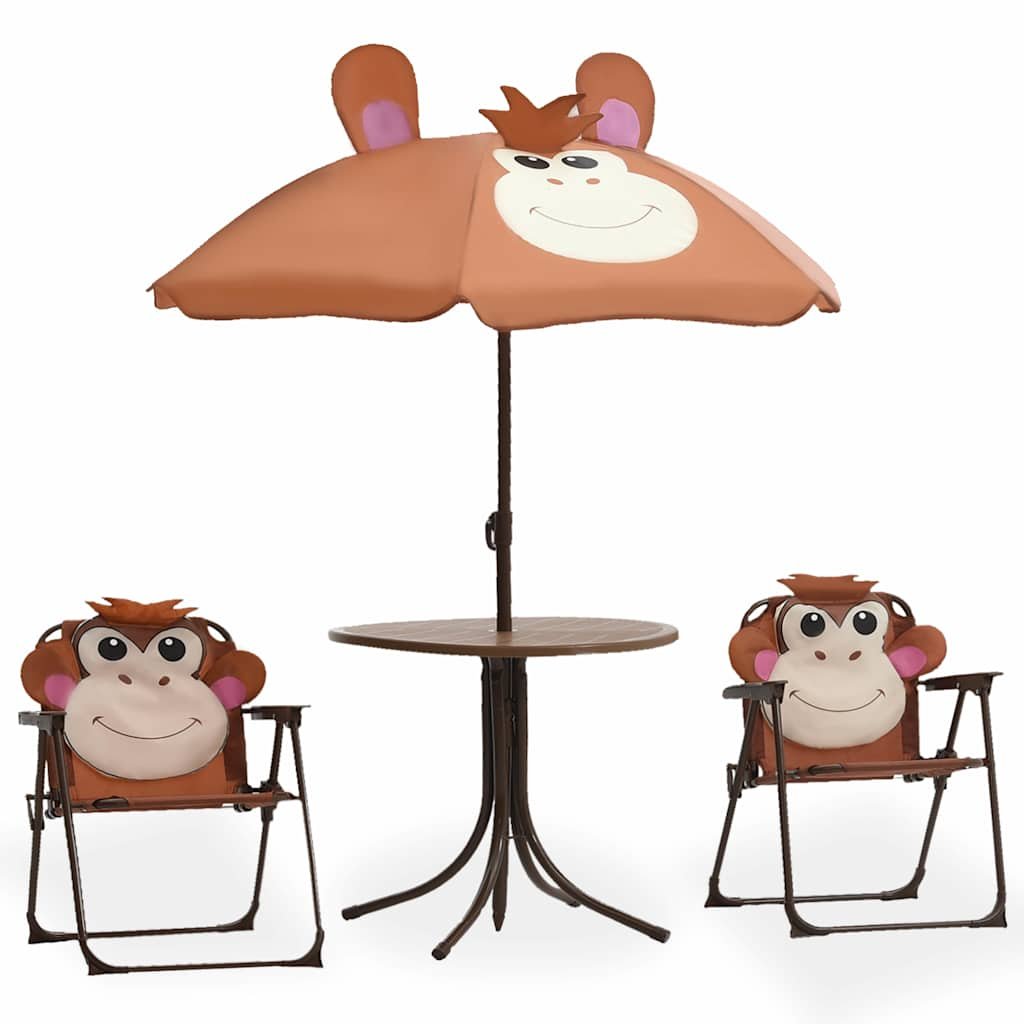 Walplus 3 Piece Steel Kids Garden Bistro Set - Brown - 38 x 28 x 50 cm