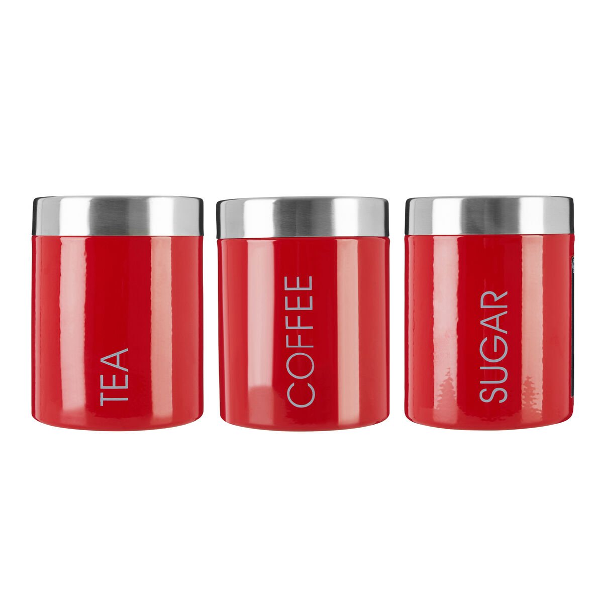 Orsina Liberty Enamel Tea Coffee and Sugar Canister Set – Red