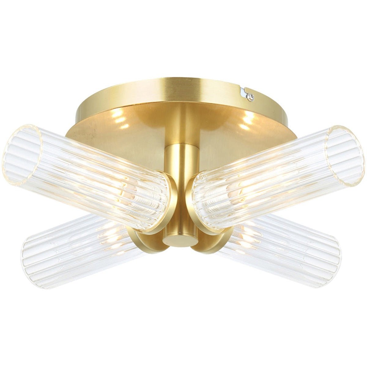 Loops Direct 35cm Diameter Semi Flush Ceiling Light - Satin Brass