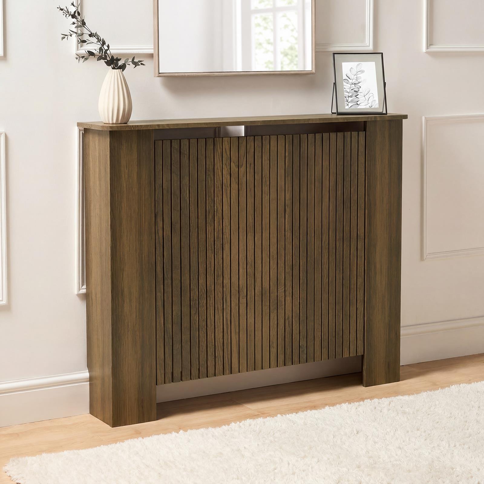 OHS Ribbed Radiator Cover - Medium Wood - Medium