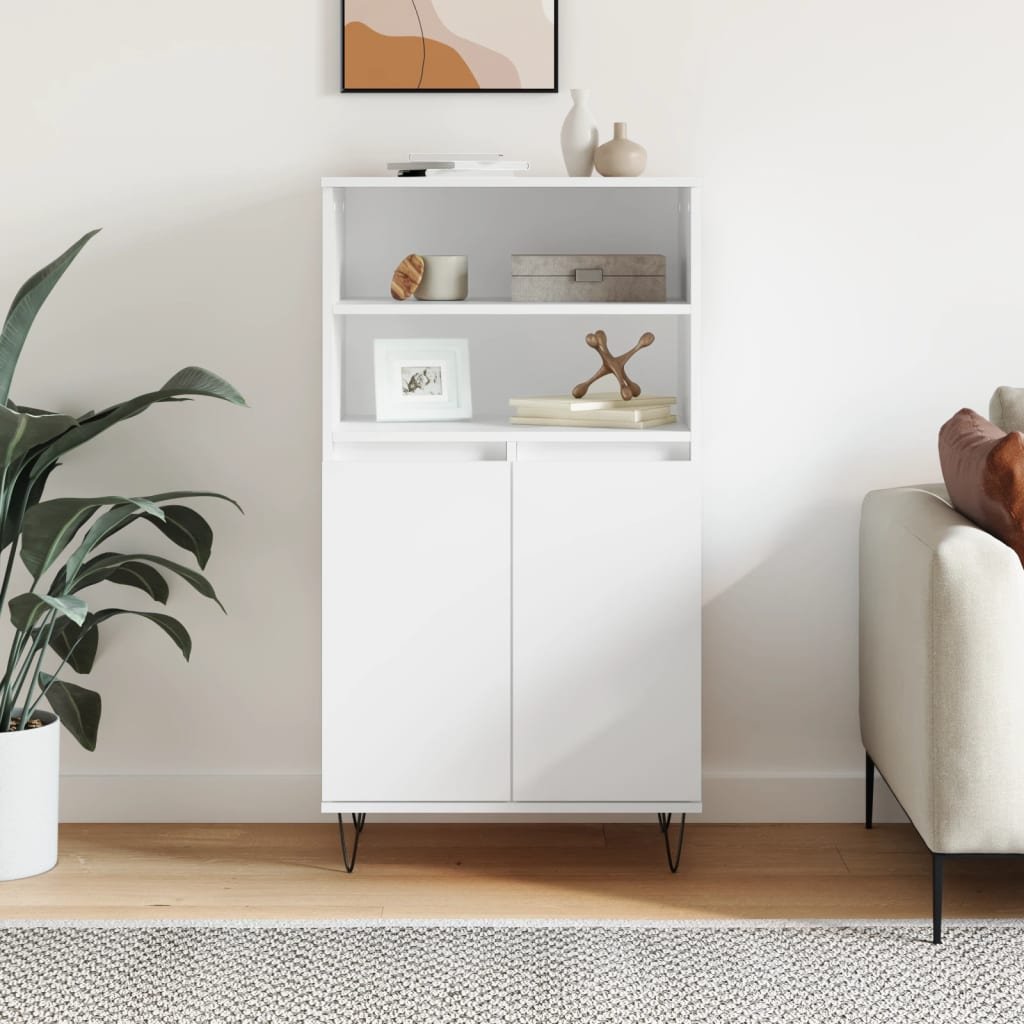 Walplus Engineered Wood Tall Sideboard - White - 60 x 36 x 110 cm