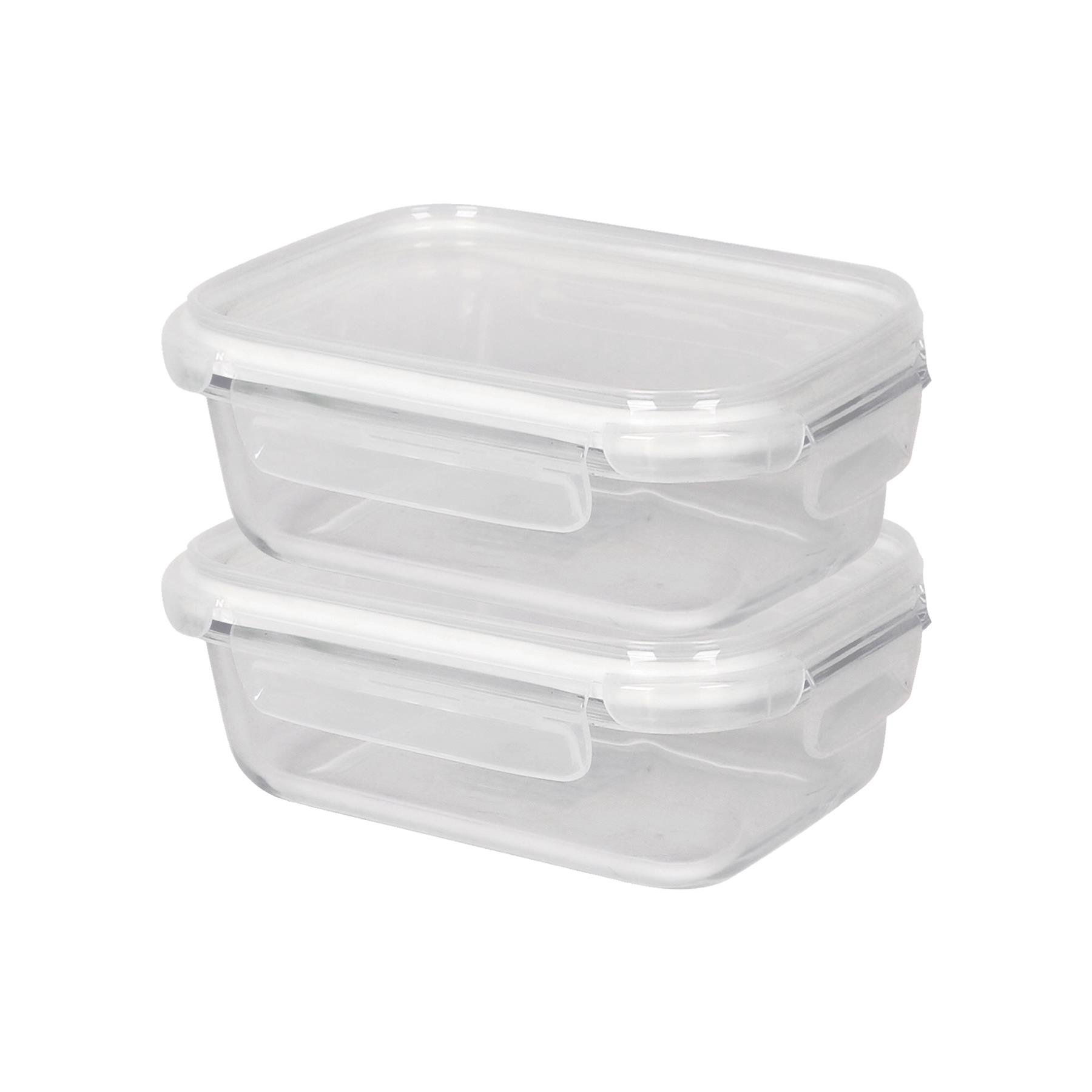Harbour Housewares Glass Containers with Lids- Pack of 2 - 17 x 5.5cm