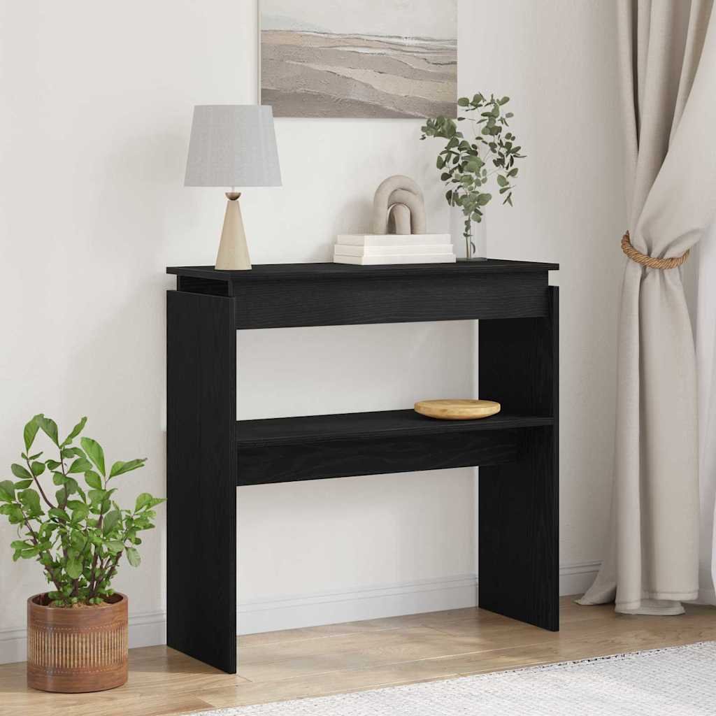 Walplus Engineered Wood Console Table - Black Oak - 80 x 30 x 80 cm