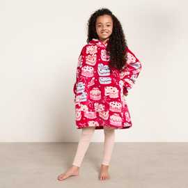 OHS Kids Cake Bow Print Hoodie Blanket - Pink