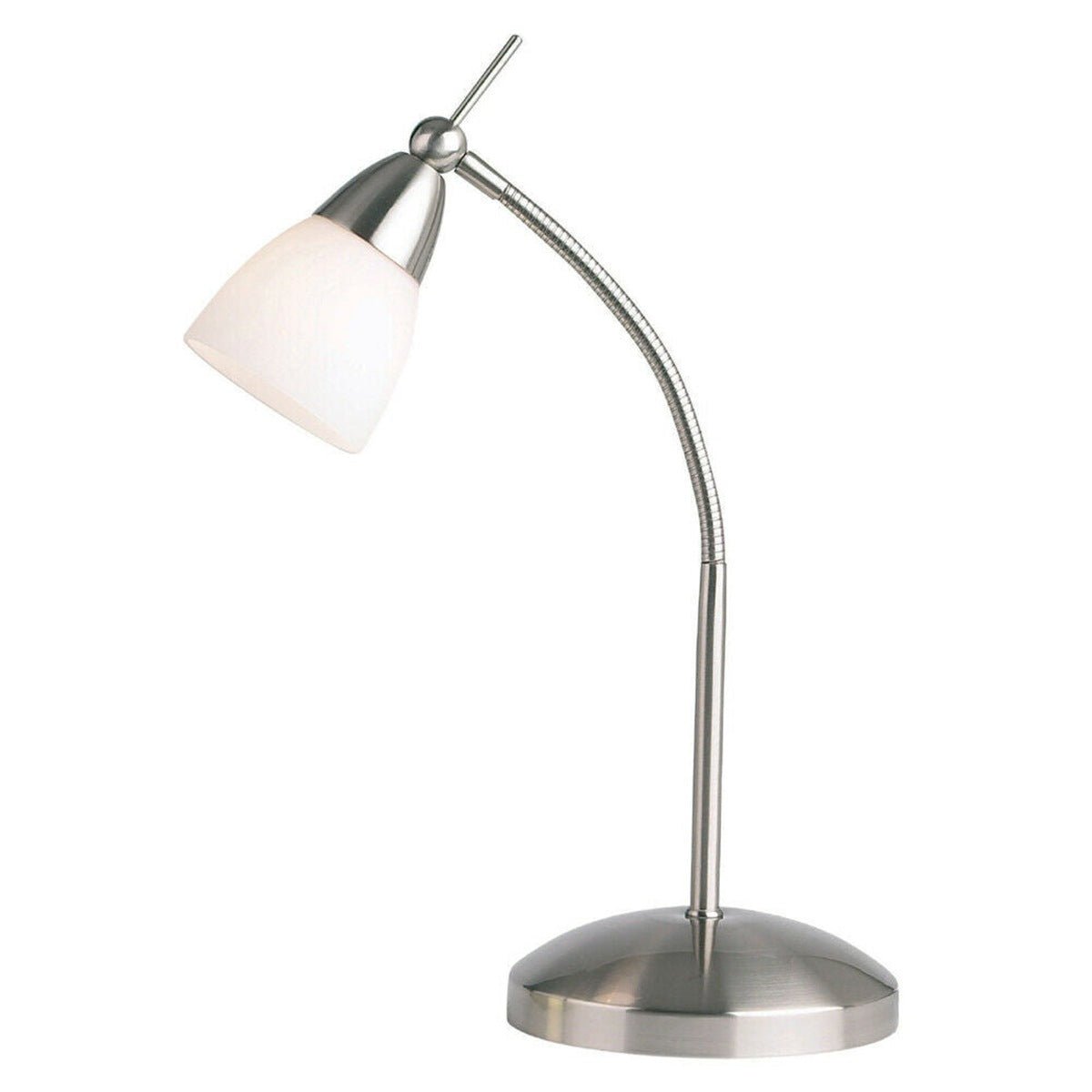 Loops Direct Steel and Glass Table Lamp - Satin Chrome