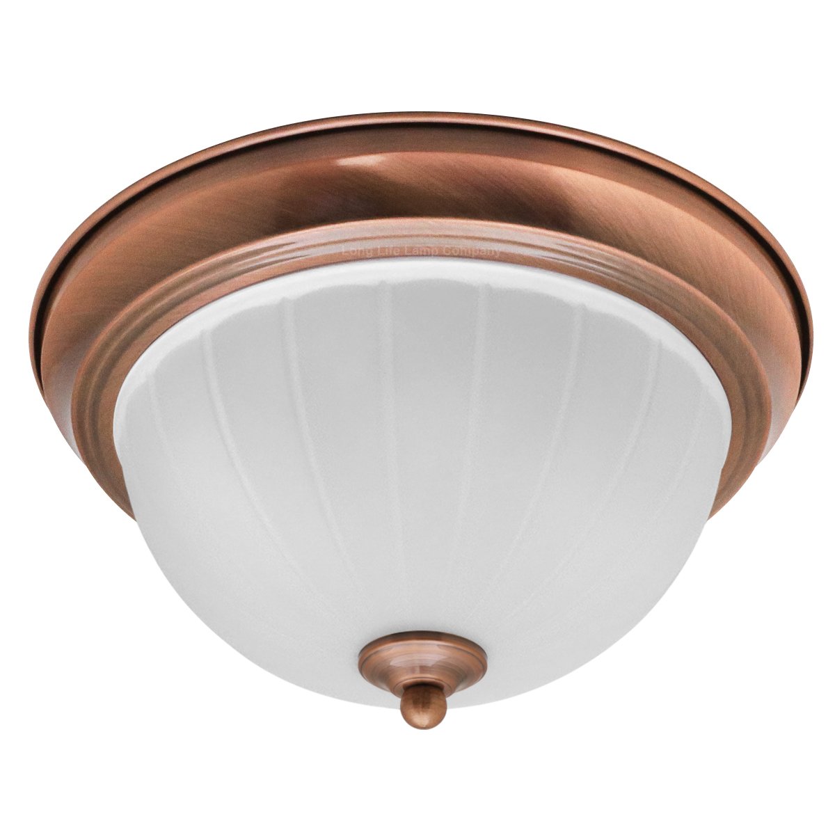 Energy Light Bulbs Textured Frosted Glass Flush Ceiling Light IP44 - Copper