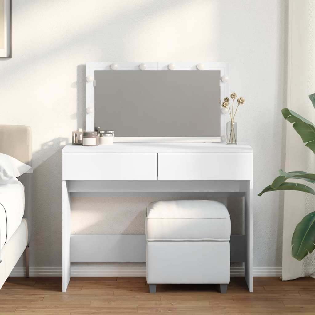 Walplus LED Glass Dressing Table - White - 100 x 40 x 120 cm