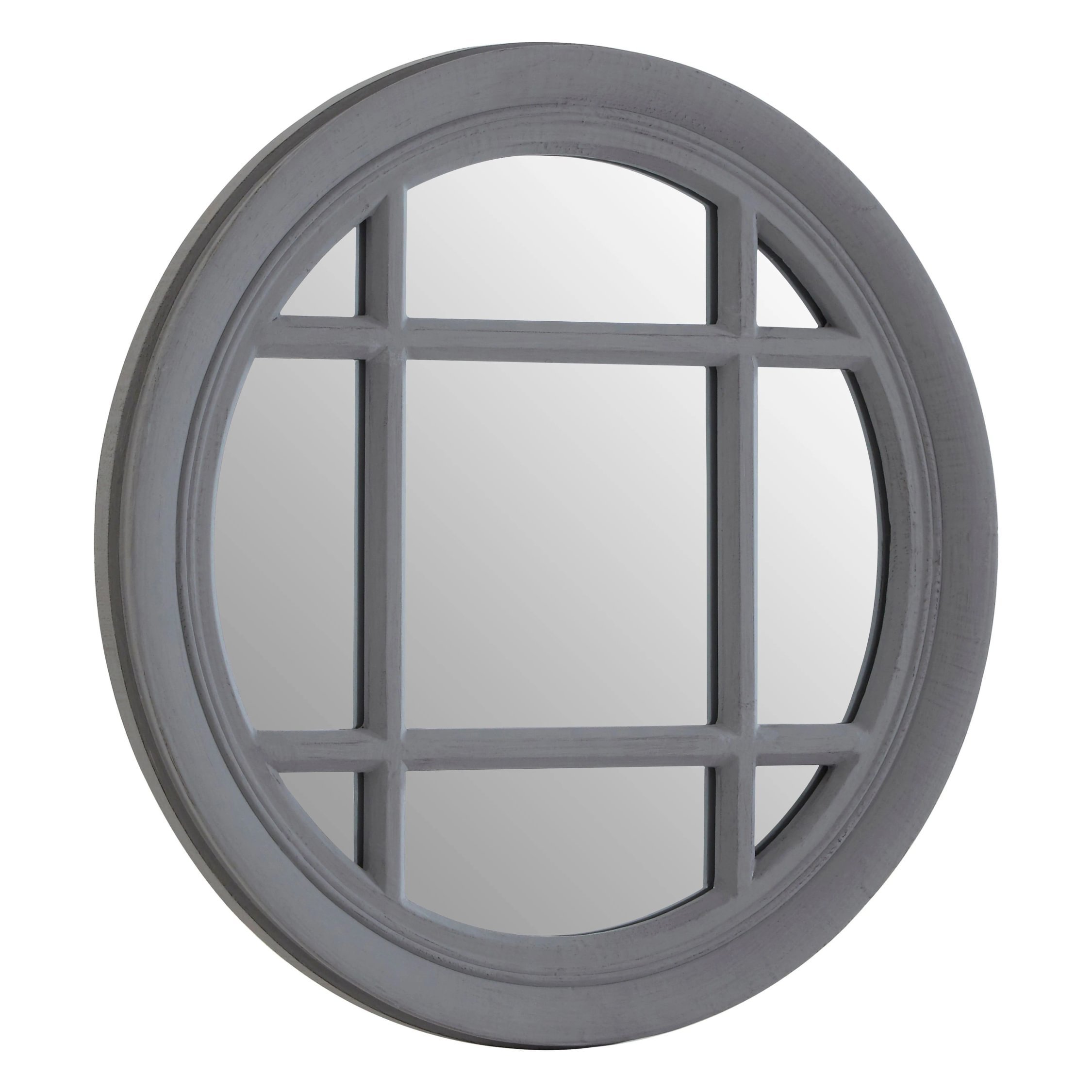 Orsina Hawthorne Antique Round Wall Mirror – Grey