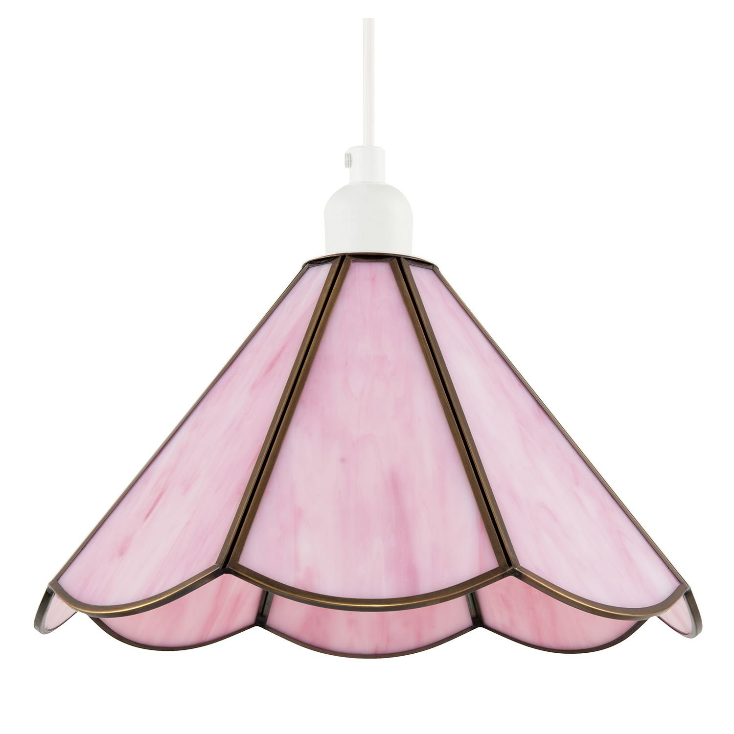 Happy Homewares Pink Tiffany Glass Panelled Easy-Fit Pendant Shade - 30cm