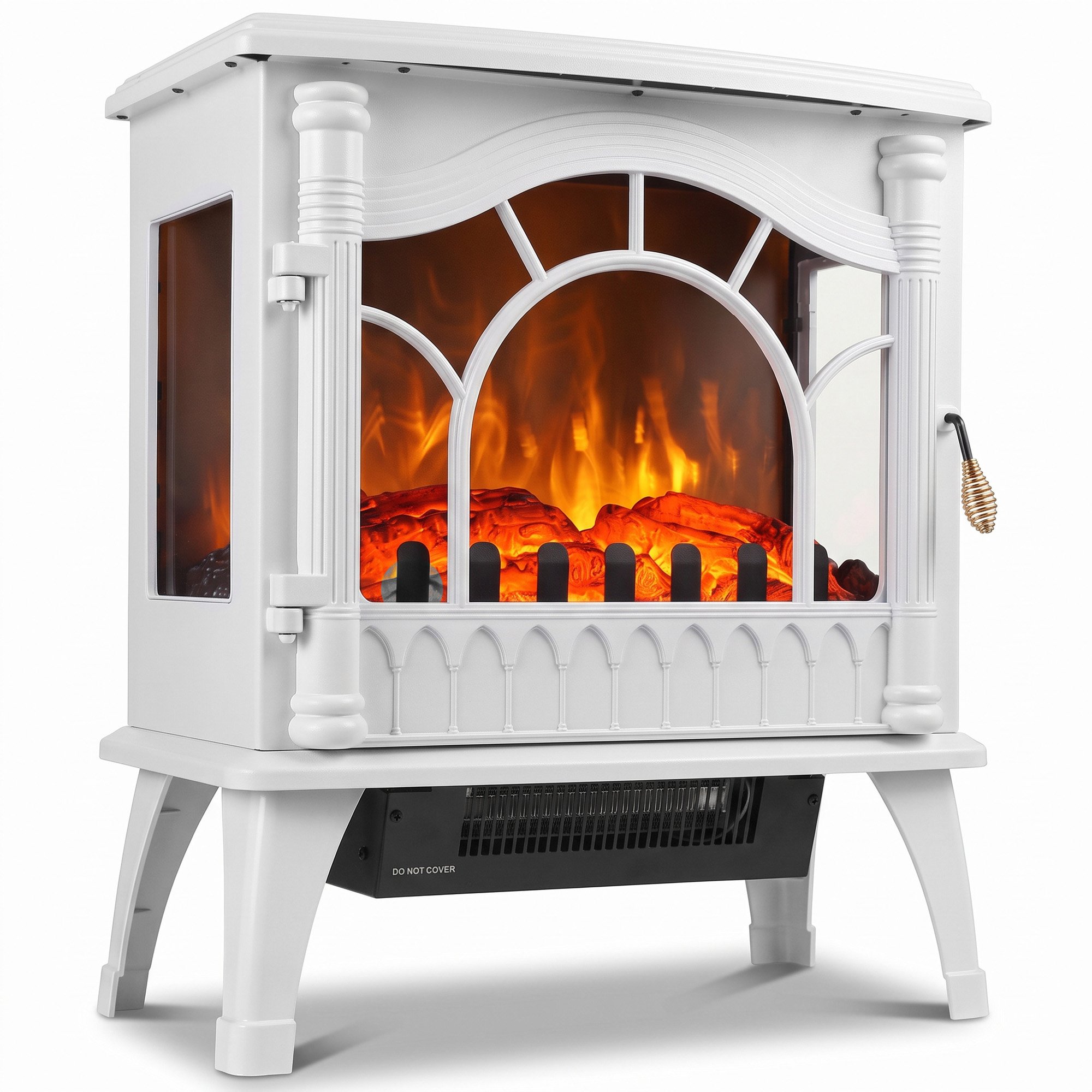 HOMCOM Electric Fireplace with Adjustable Thermostat and Brightness - White