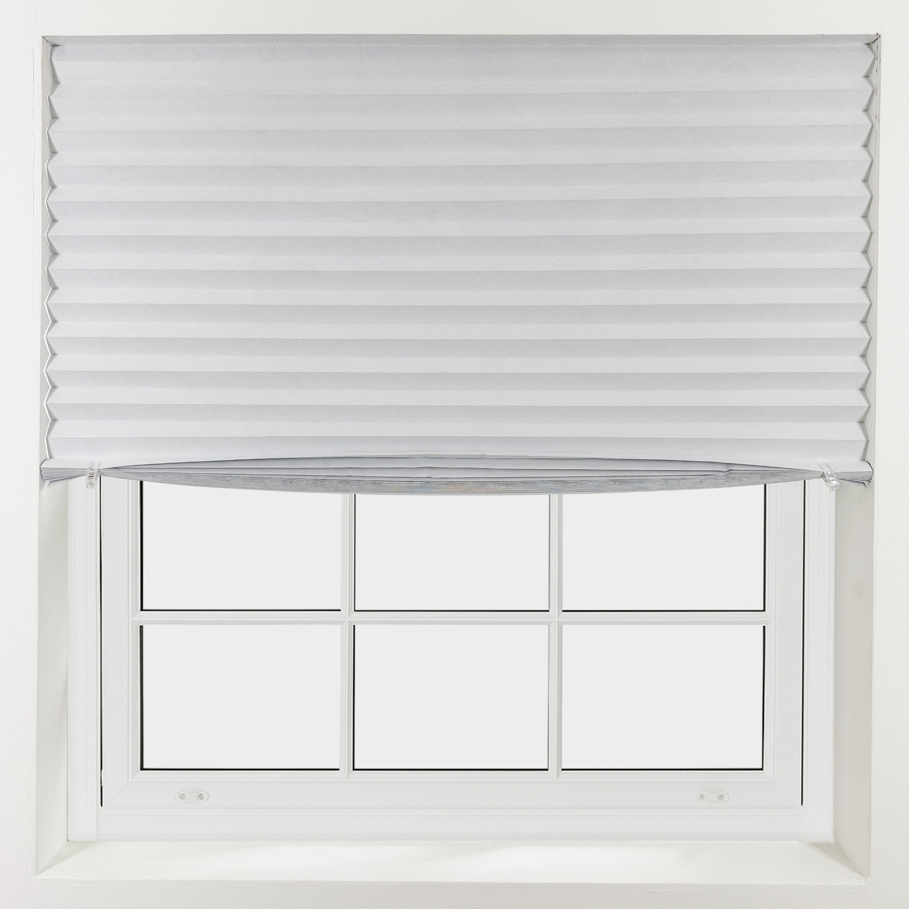 Furnished White No Drill Stick On Pleated Whiteout Blind - 100 x 150cm