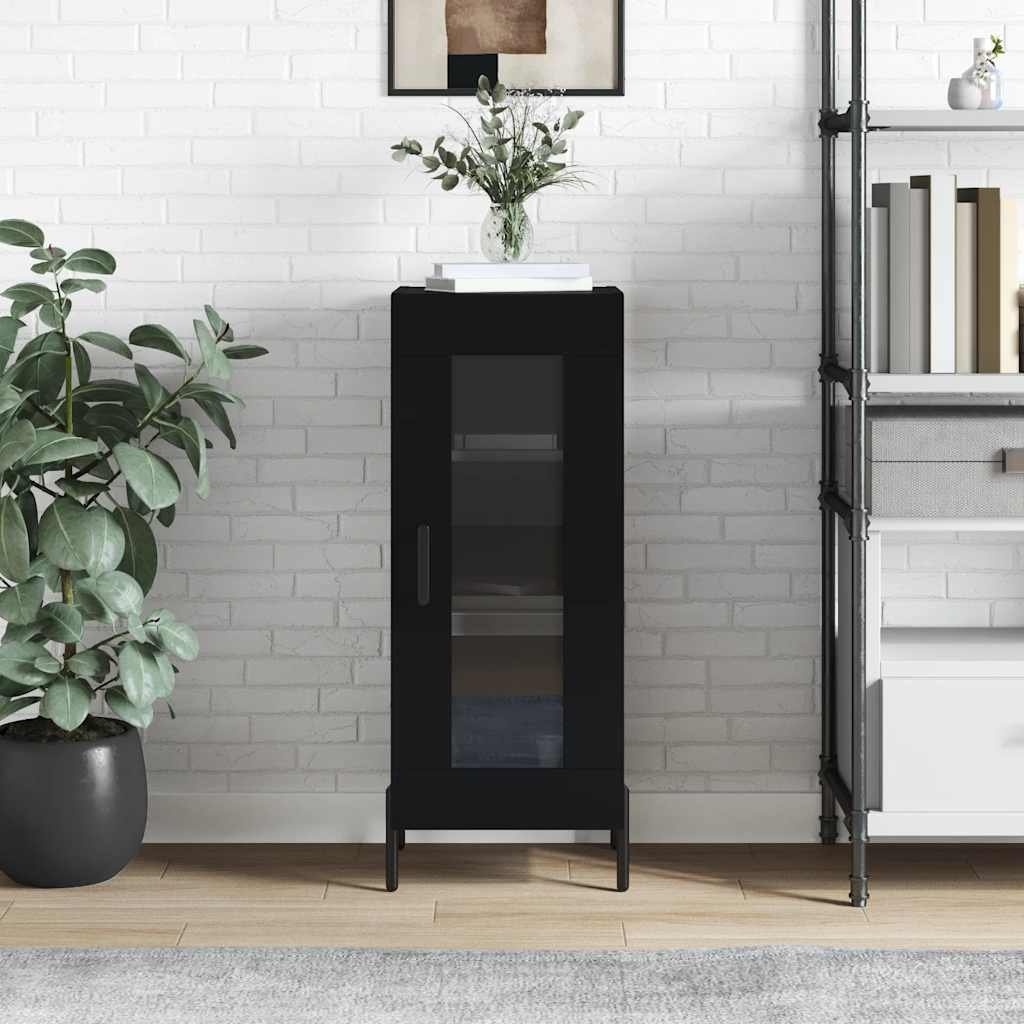 Walplus Engineered Wood Sideboard - Black - 34.5 x 34 x 90 cm