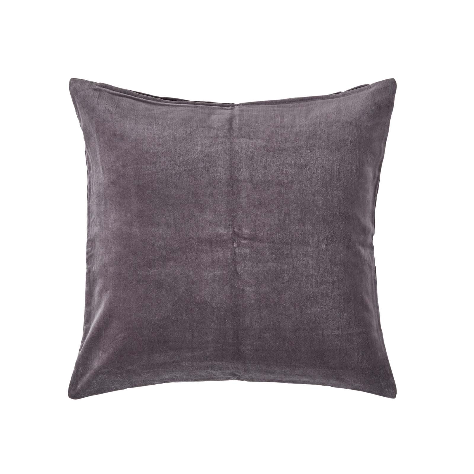 Homescapes Dark Grey Cotton Velvet Cushion Cover - 40 x 40 cm