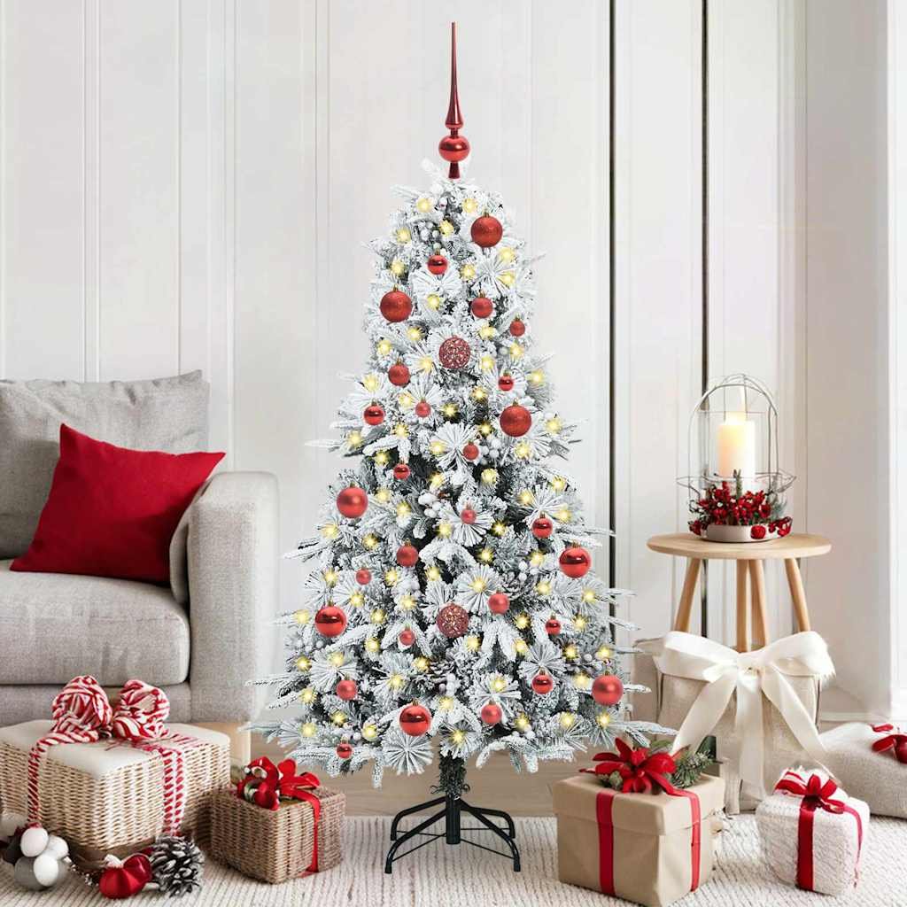 Walplus 150 LED Lights Hinged Christmas Tree Indoor Use - White - 150 cm