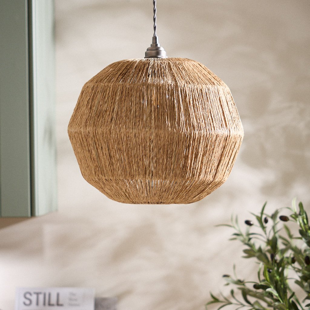 Dibor Rattan and Wicker Pendant Ceiling Shade - Natural 36cm