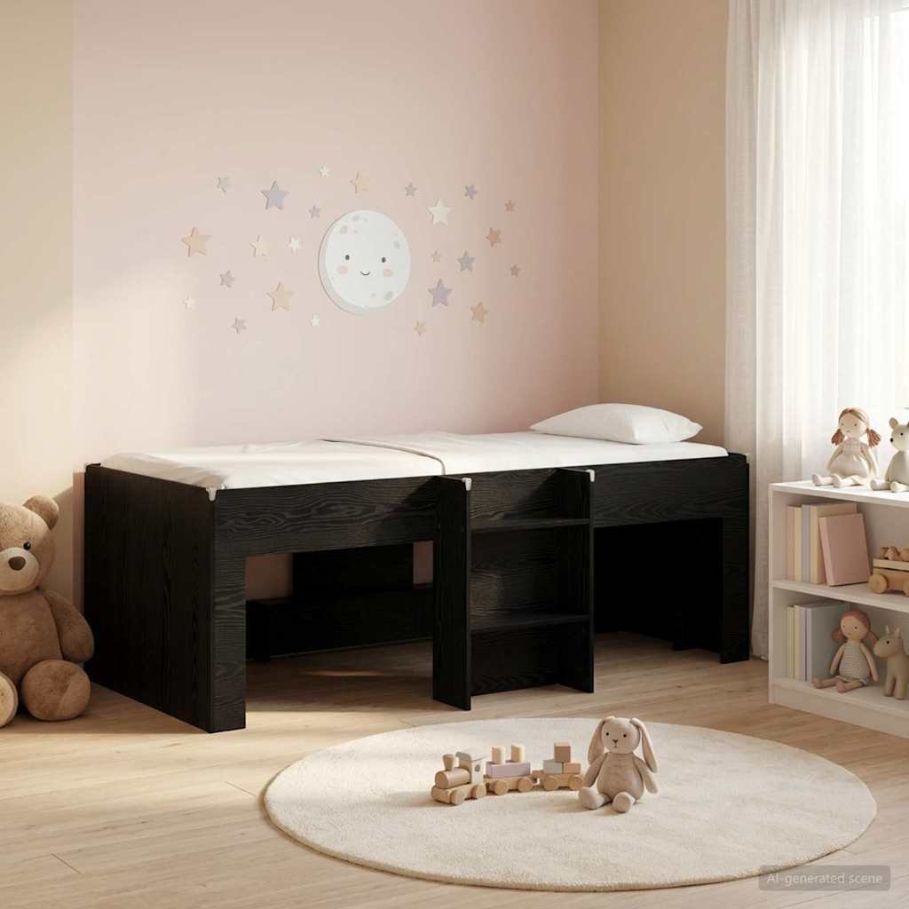 Walplus Engineered Wood Single Kids Loft Bed - Black Oak