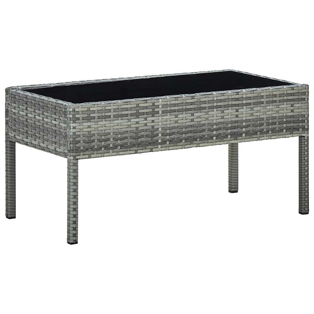 Walplus PE Rattan Garden Table - Grey - 75 x 40 x 37 cm