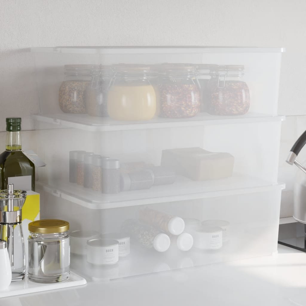 Walplus Pack of 3 Polypropylene Storage Boxes 25 L Stackable - 54 x 38 x 16 cm