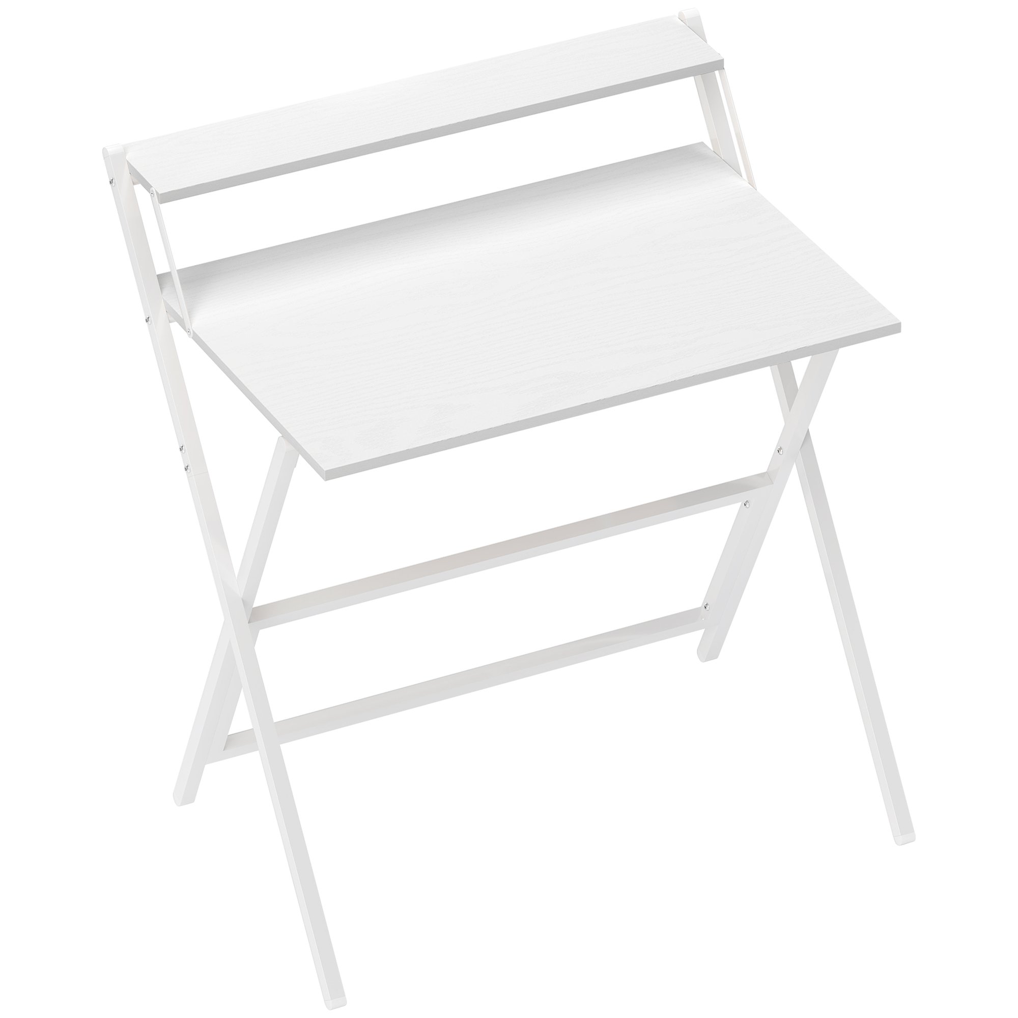 HOMCOM 81.5 cm Foldable Computer Desk with Monitor Shelf - White