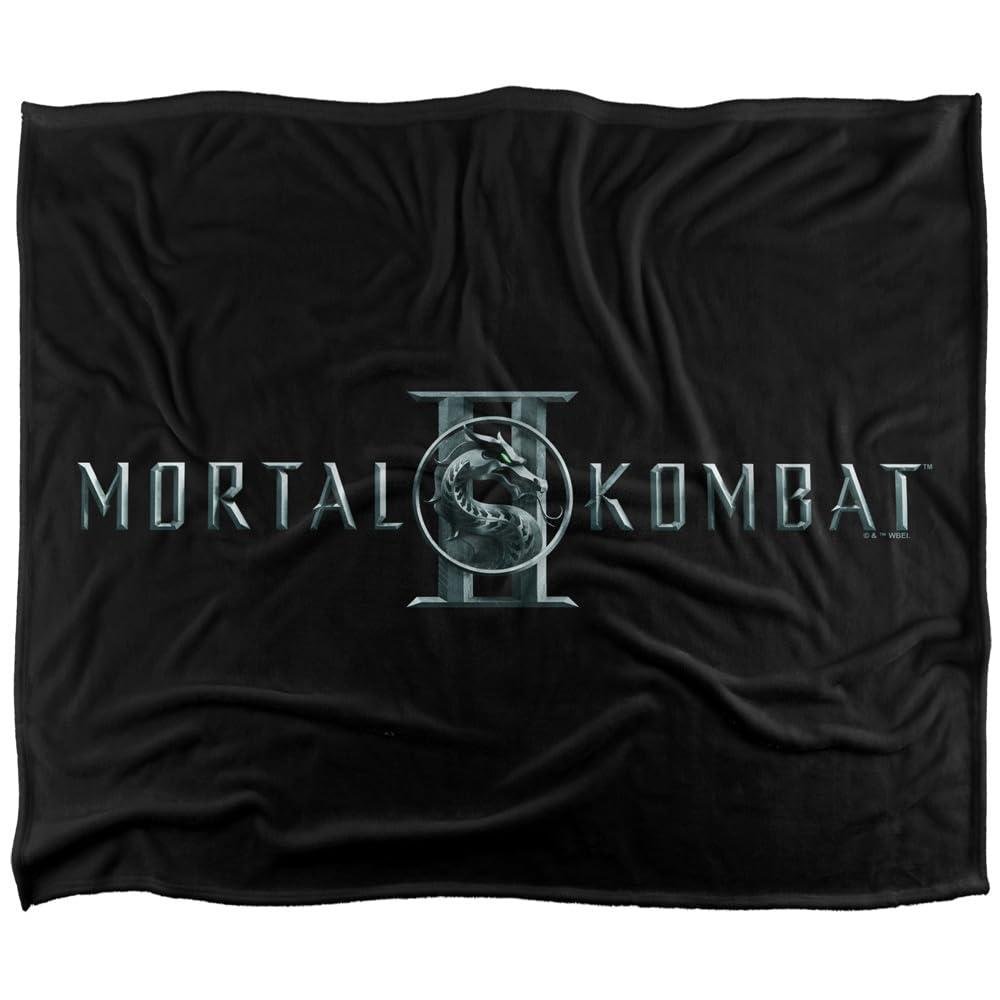 Mortal Kombat 2 Logo Soft Touch Black Blanket - 152cm x 127cm