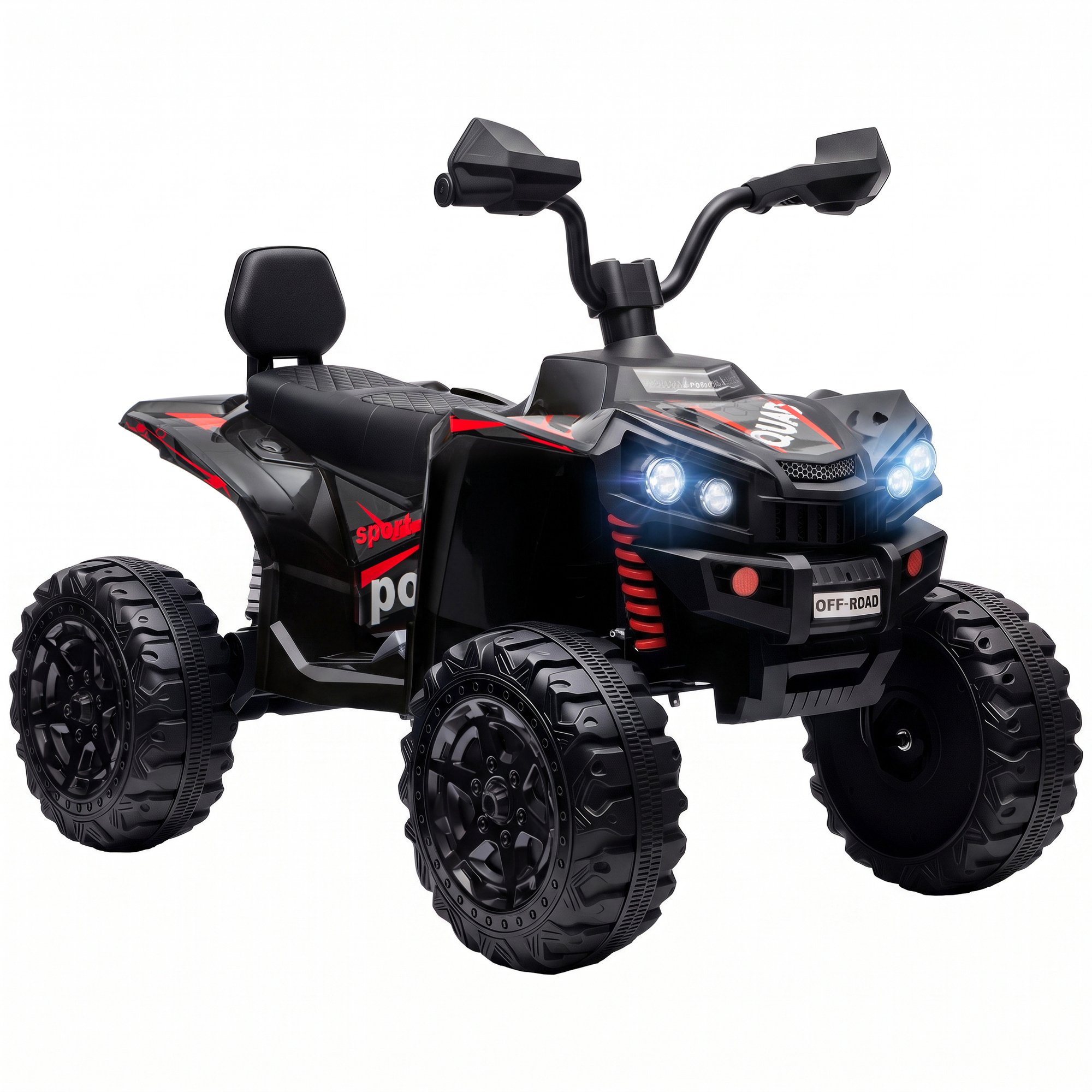 AIYAPLAY 24V 2 Seater 3-8 Years Dual Motor Electric Quad Bike - Black