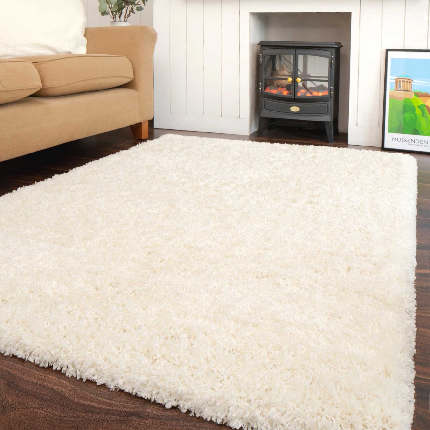 Kukoon Cream Super Soft Shaggy Rug - 60 x 110cm