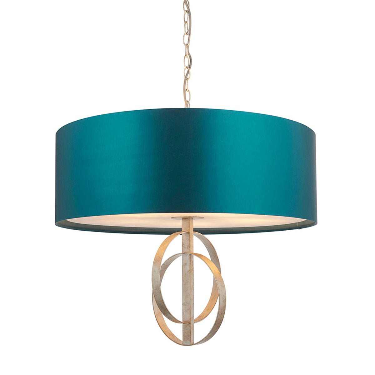 Loops Direct Steel and Fabric Pendant Light - Teal Satin