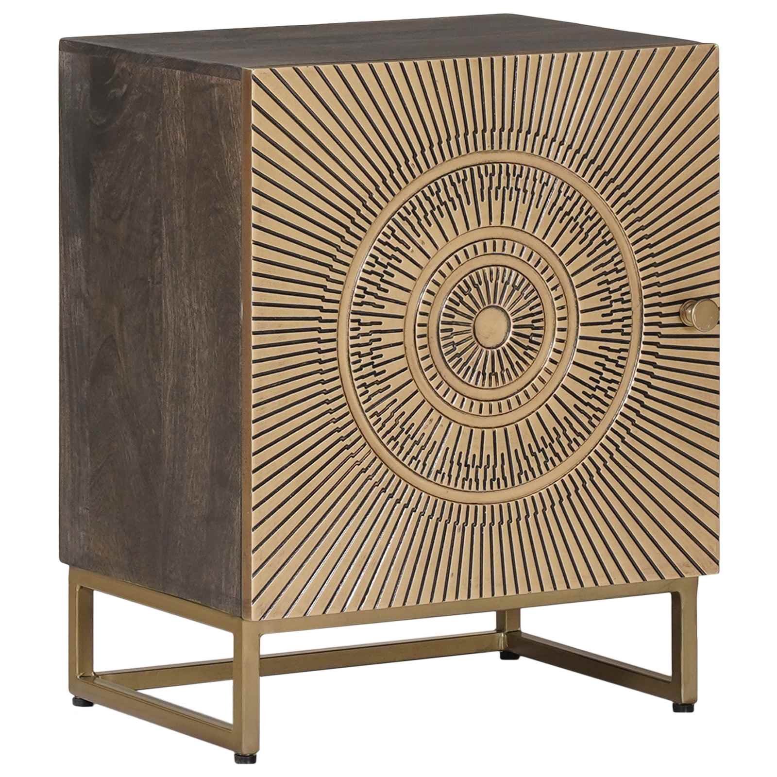 Walplus 1 Door Solid Wood Bedside Cabinet - Coffee - 40 x 30 x 50 cm