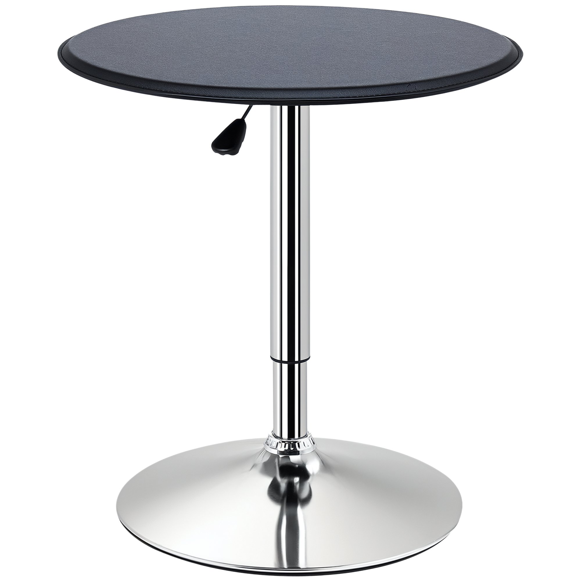 HOMCOM Round Adjustable Height Swivel Metal Base Bar Table – Black