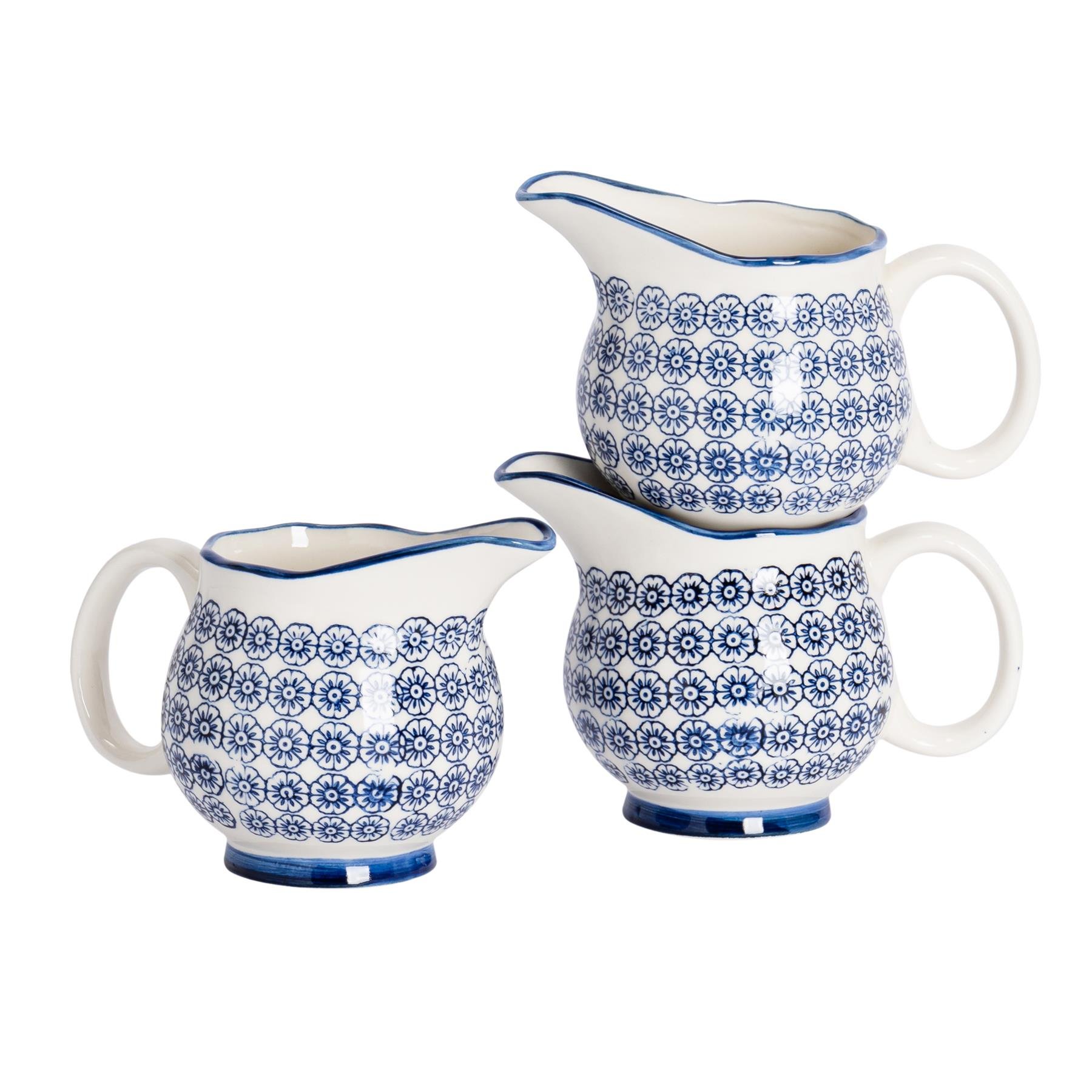 Nicola Spring Hand-Printed Milk Jugs - Navy - Pack of 6