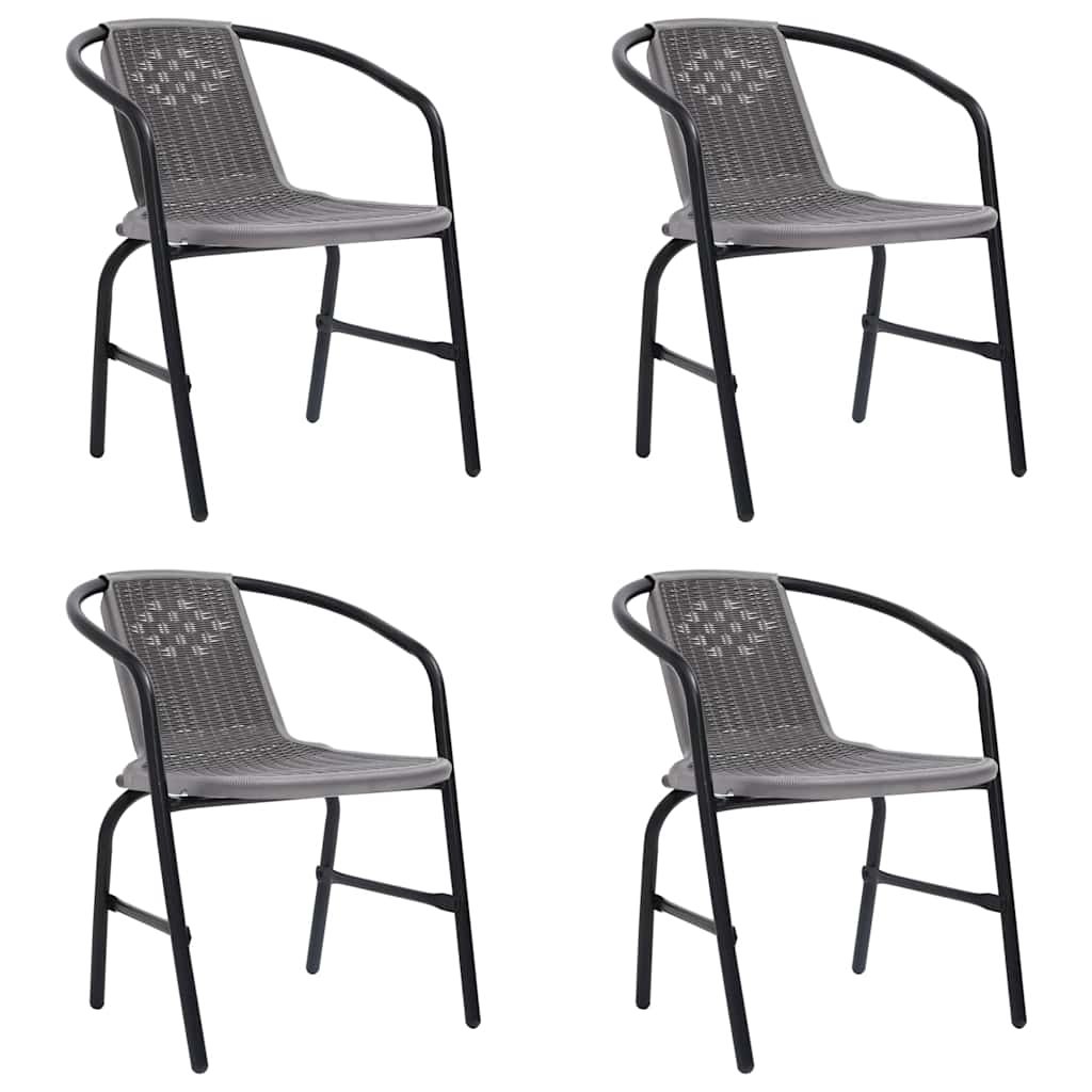 Walplus 4 Piece Plastic Garden Chairs - Black - 62 x 55 x 74 cm