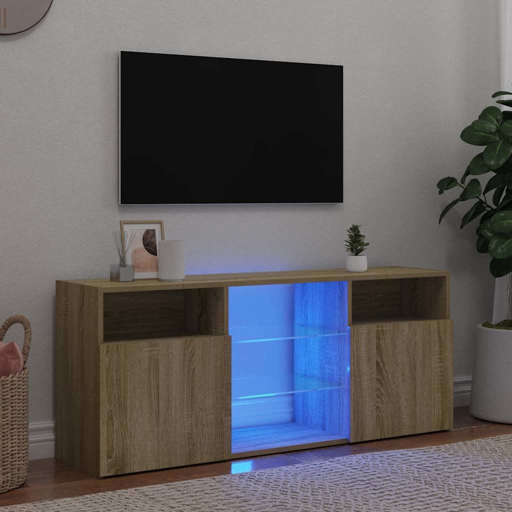 Walplus LED Engineered Wood TV Cabinet - Light Oak - 120 x 30 x 50 cm