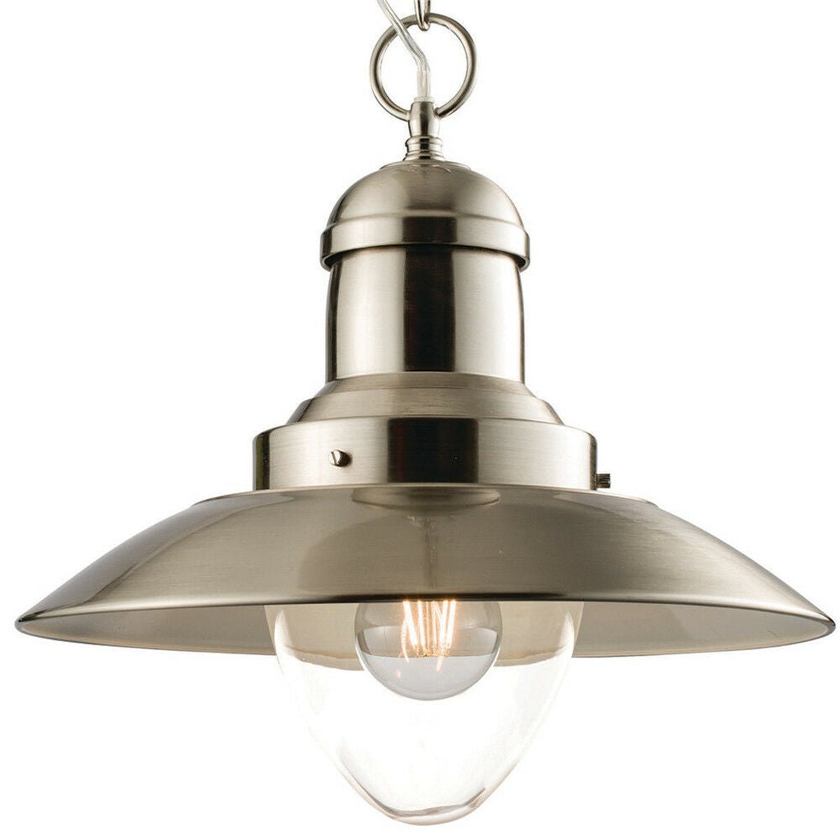 Loops Direct Ceiling Pendant Light - Satin Nickel and Clear Glass