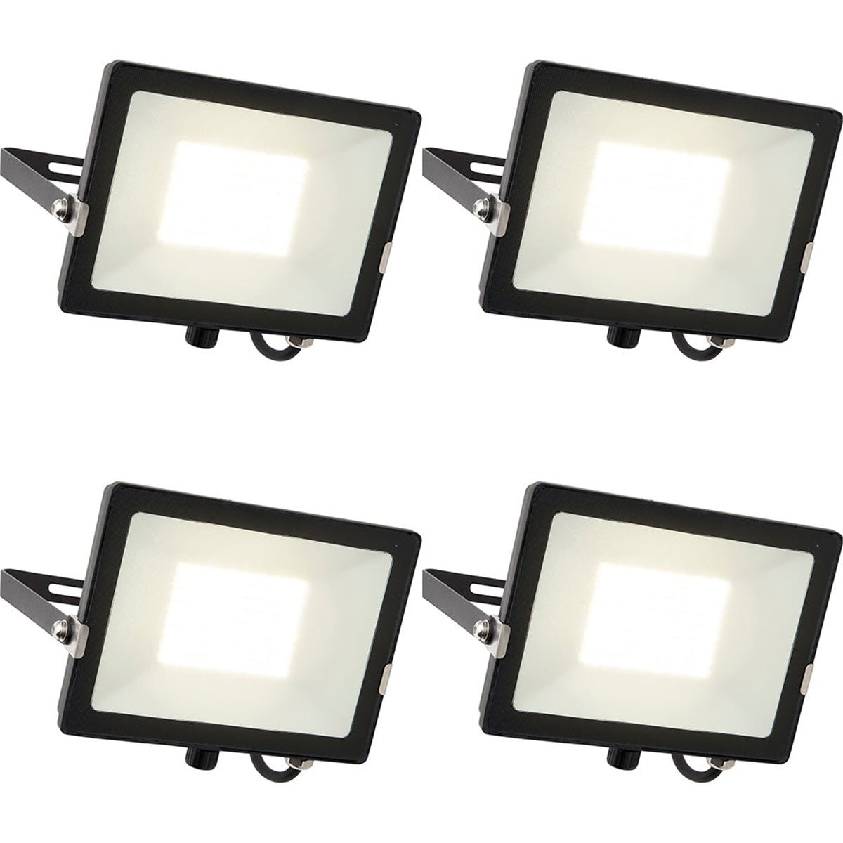 Loops Direct Pack of 4 50W Die Cast Aluminium LED Floodlight - Matt Black