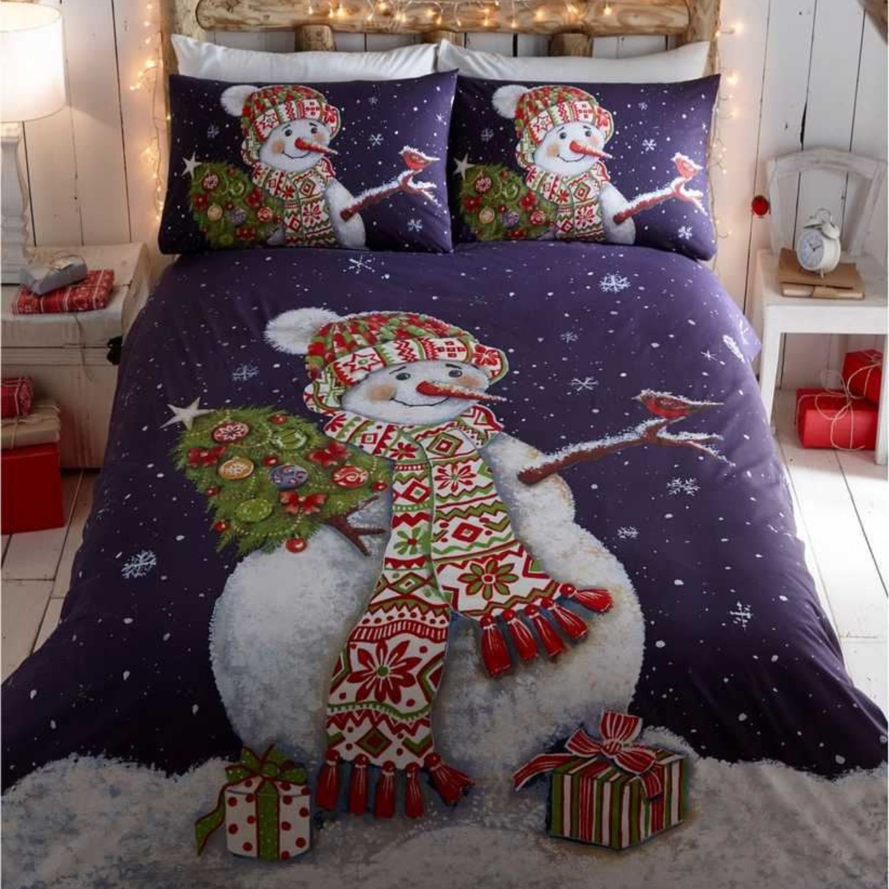 Portfolio Home Happy Snowman Blue Duvet Cover Set - Single
