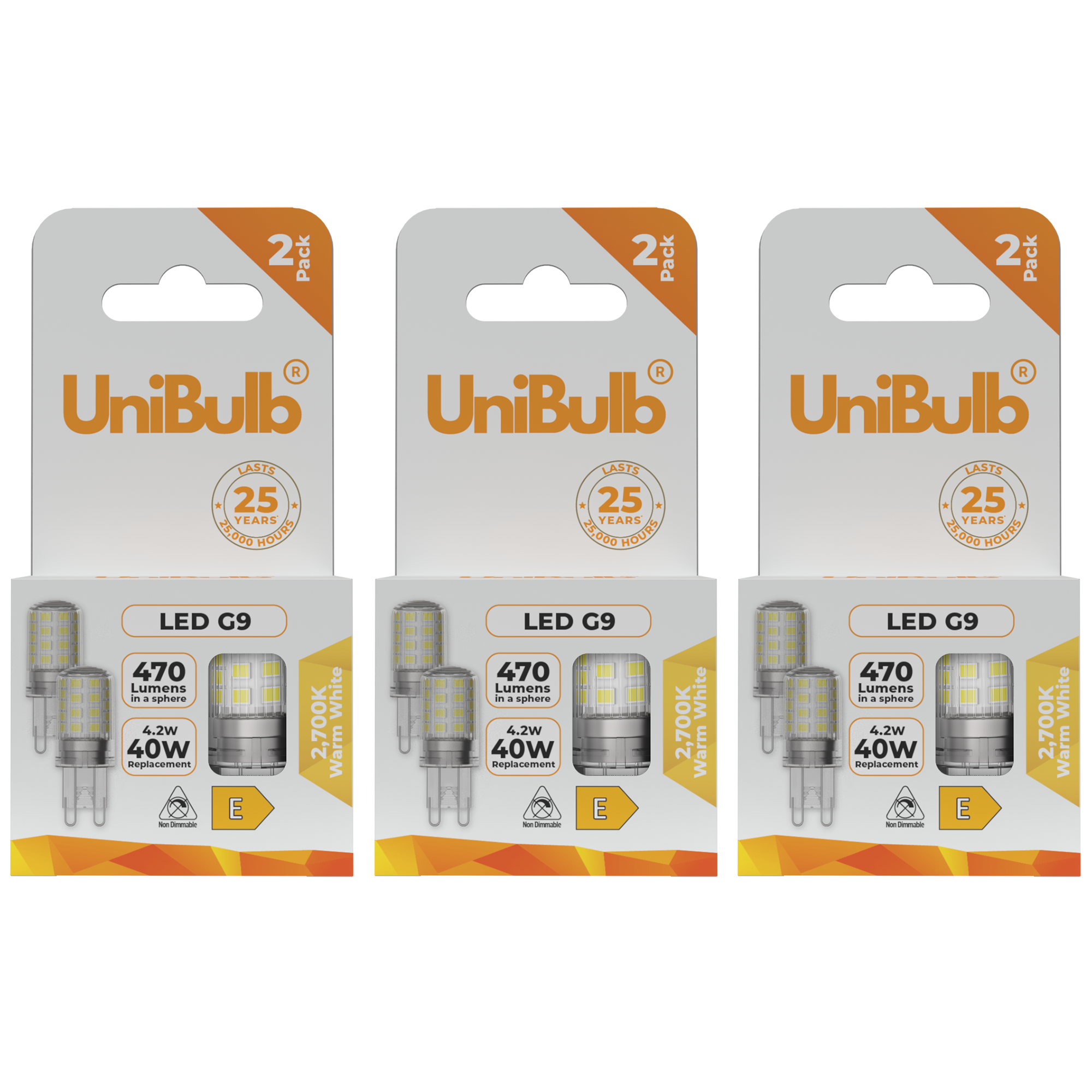 UniBulb 4.2W LED Warm White Capsule G9 Light Bulb - Pack of 6