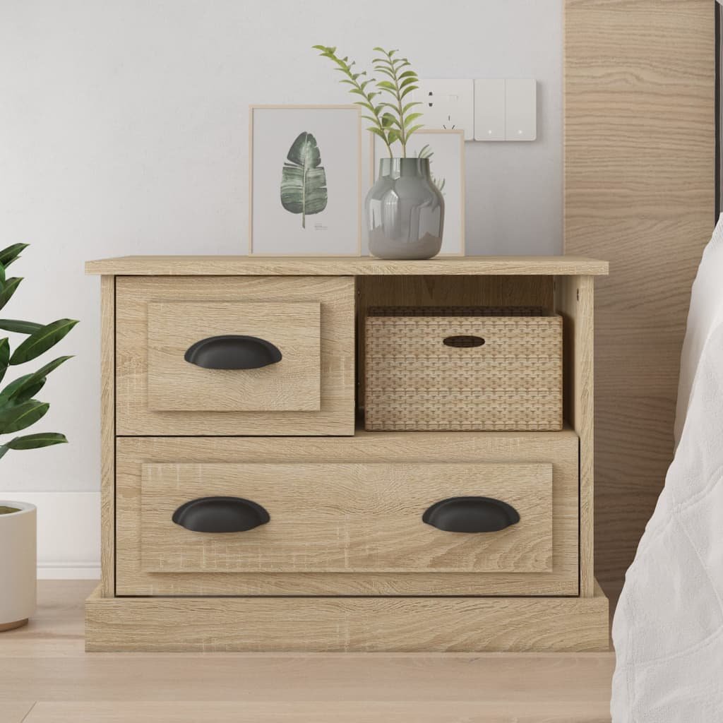 Walplus Engineered Wood Bedside Cabinet - Light Oak - 60 x 39 x 45 cm