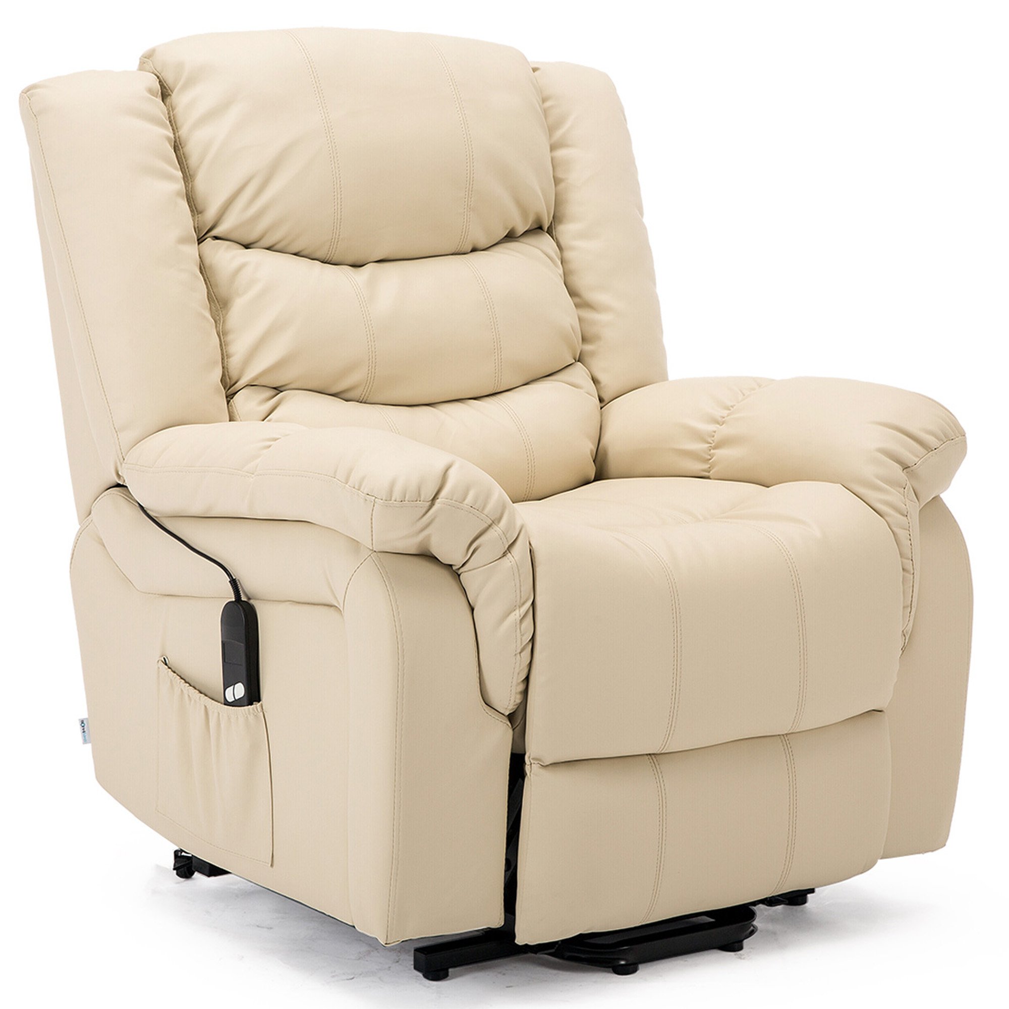Furniture Online Seattle Single Motor Rise Recliner Bonded Leather Chair - Cream
