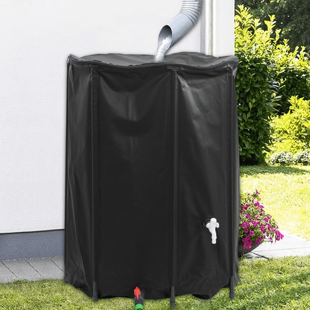 Walplus PVC Water Container with Tap Foldable 1350 L - Black - 120 x 120 cm