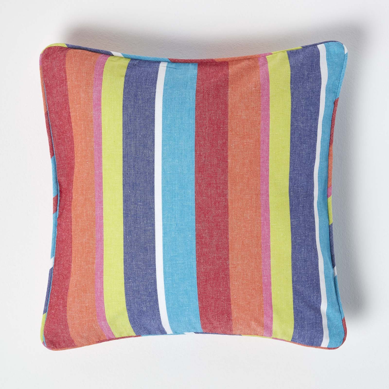 Homescapes Multicoloured Stripe 100% Cotton Cushion Cover - 45 x 45 cm