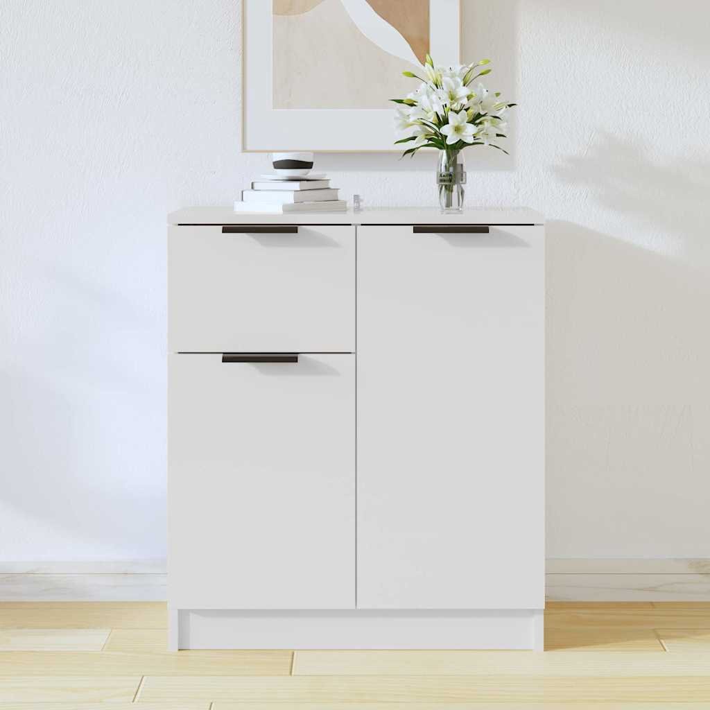 Walplus Engineered Wood Sideboard 2 Doors 1 Drawer - White - 60 x 30 x 70 cm