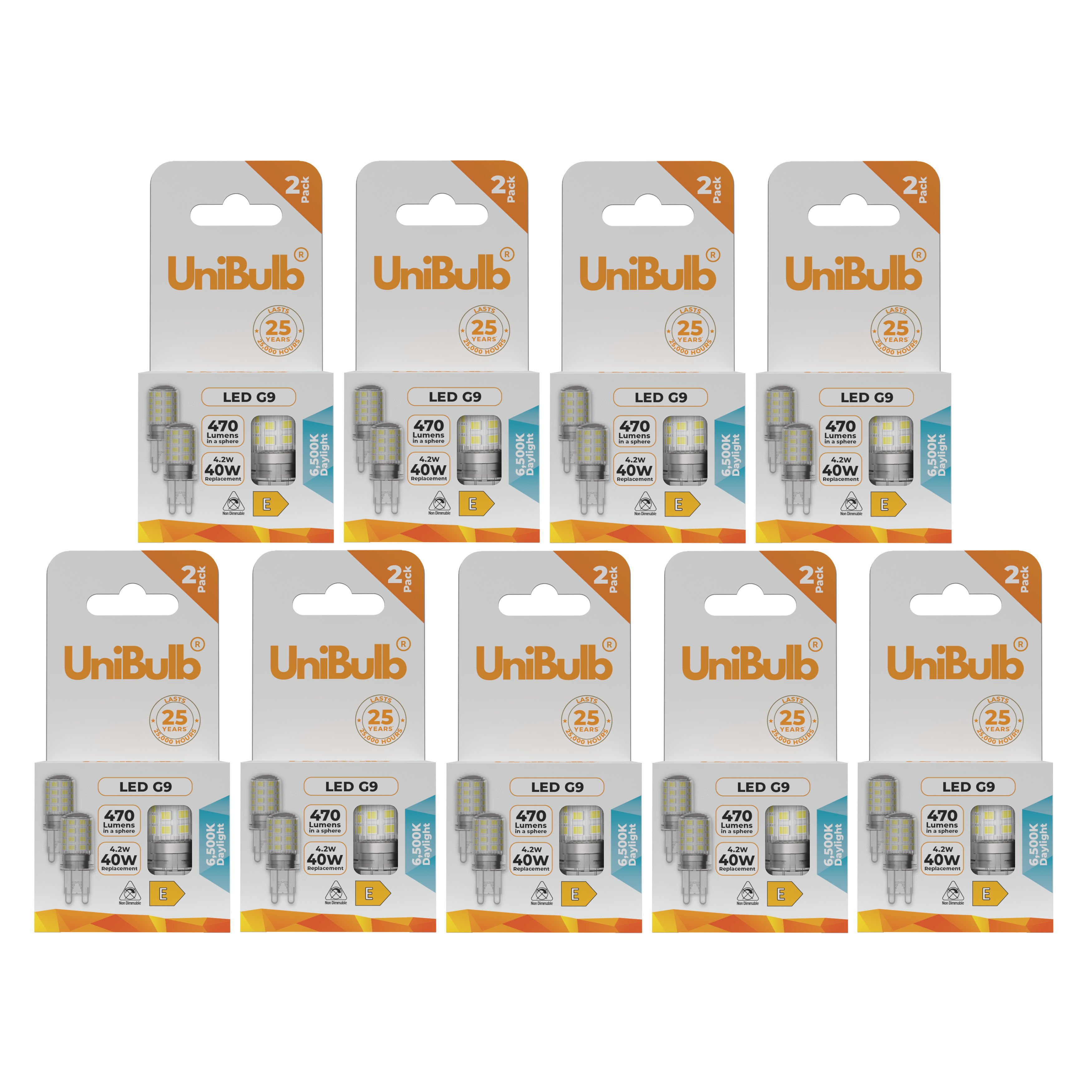 UniBulb 4.2W LED Daylight Capsule G9 Light Bulb - Pack of 18